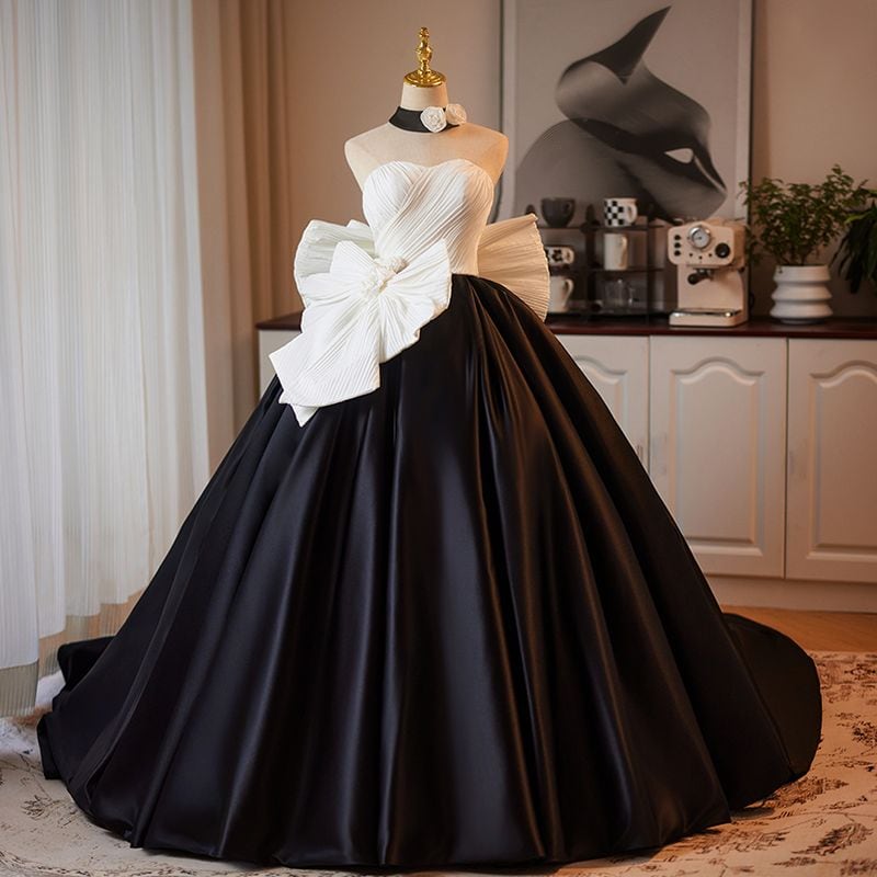 バイカラーボリュームリボンドレス D1345 | 演奏会・ステージ