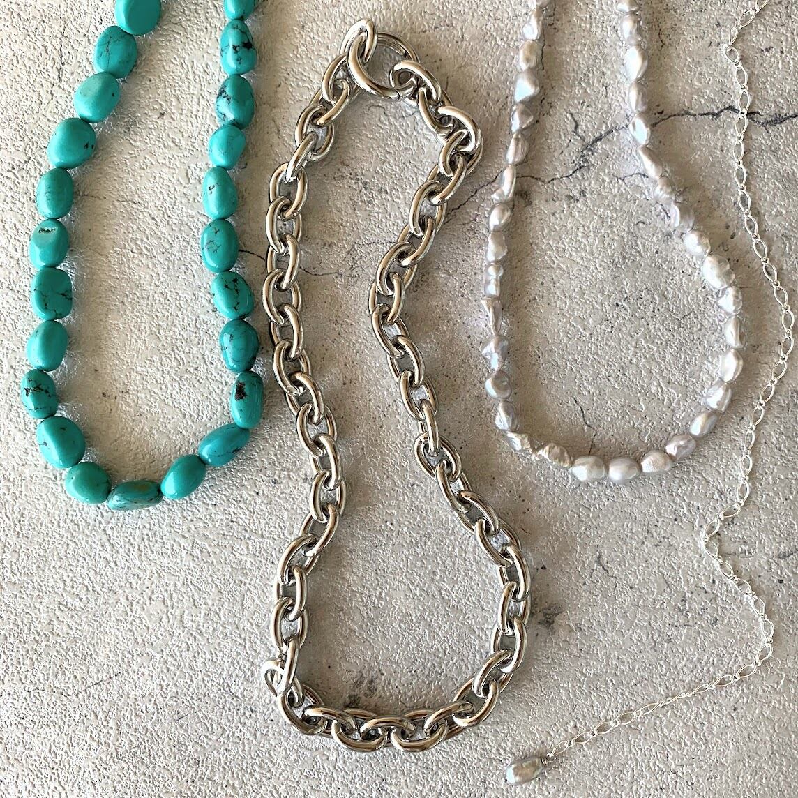 試着のみ★CHIEKO+ ボリュームチェーンネックレス シルバー シルバー]ボリュームチェーンネックレス