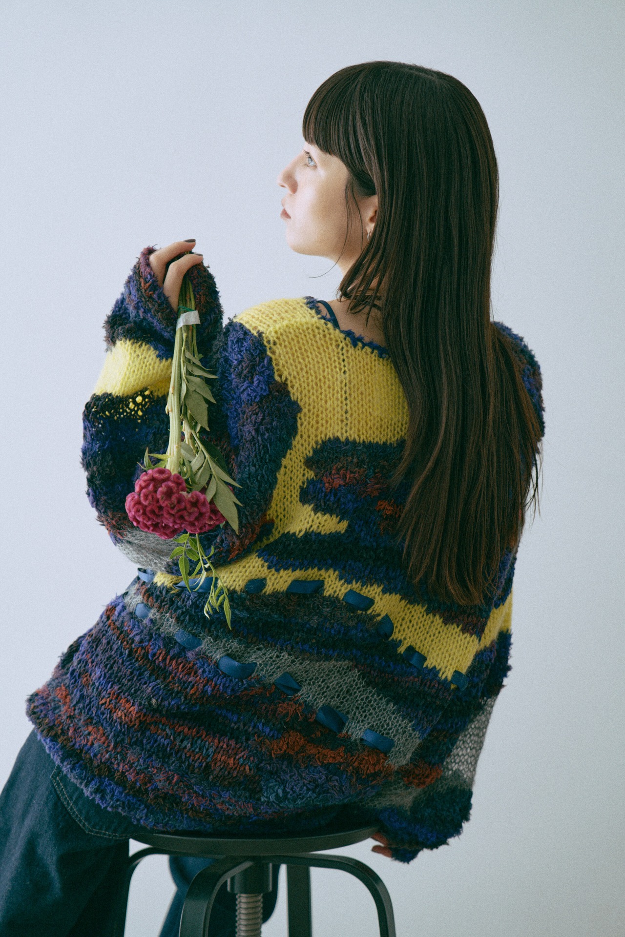 Gradient Mix Hand Intarsia Pullover Knit