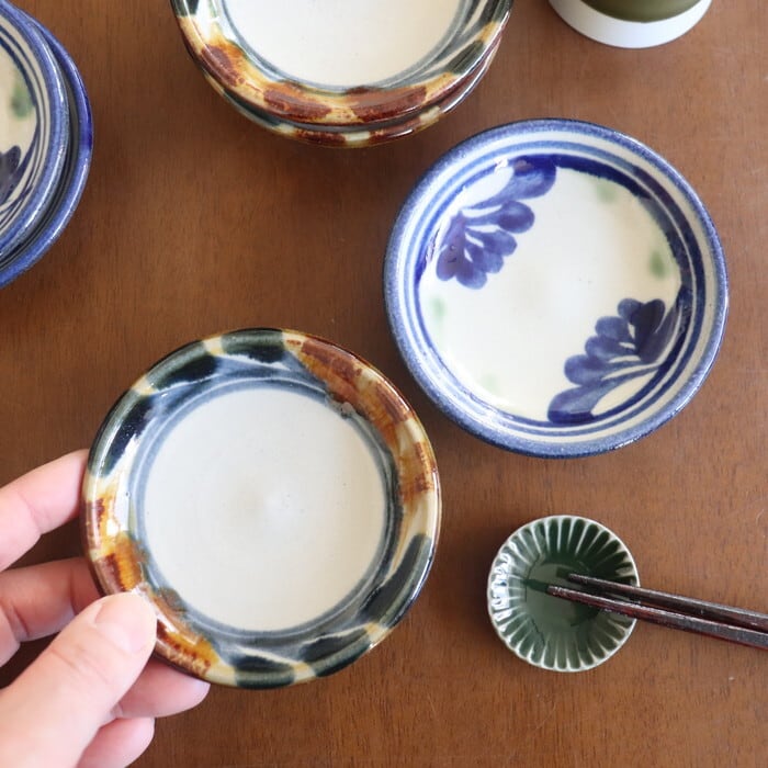 やちむん 陶眞窯 3寸皿 唐草 Yachimun Dish 9cm Arabesque #040-1