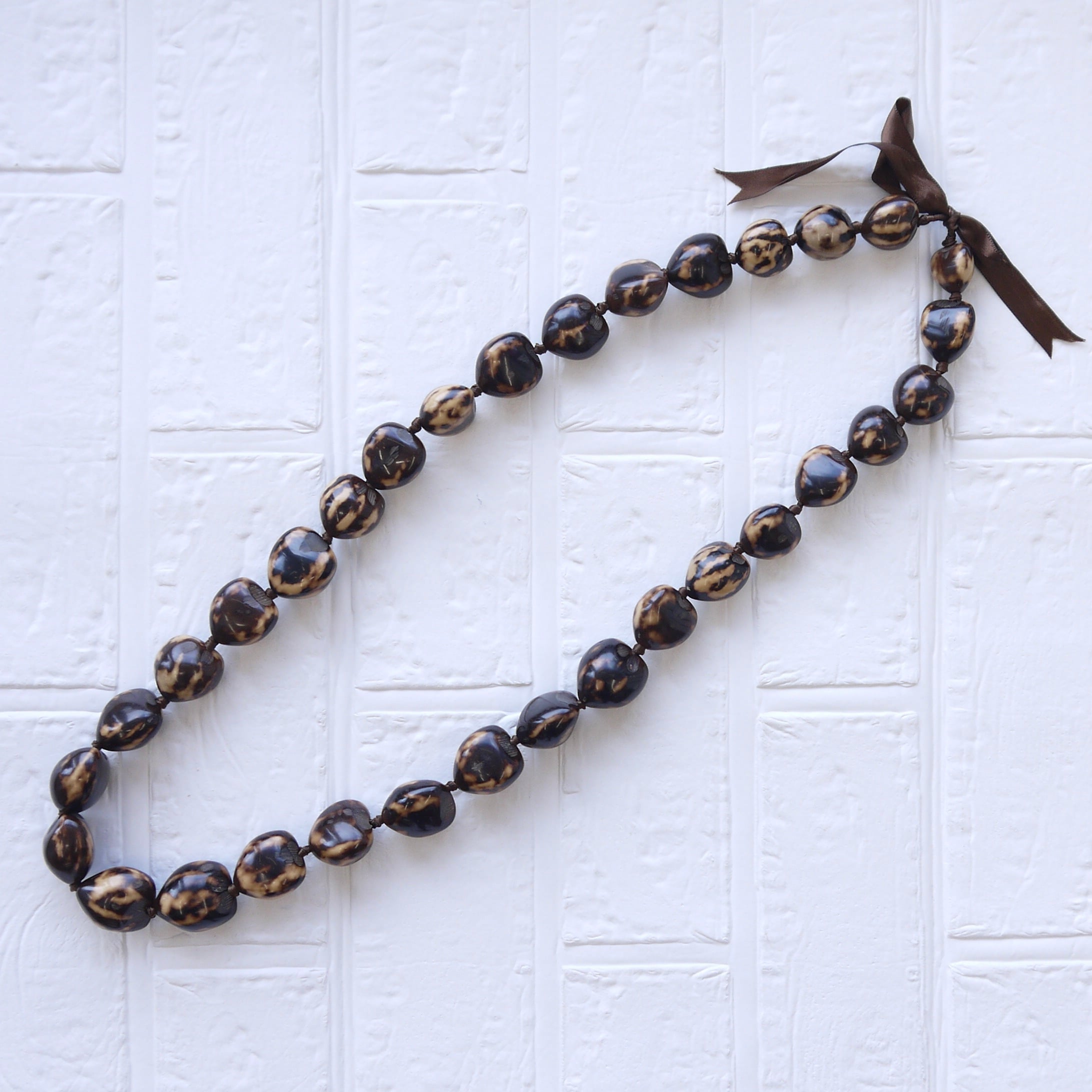 ★ハワイ直輸入★タイガーククイ ブラウンレイ/ハワイ kukui/タイガー ククイ ネックレス<マーブルブラウン>