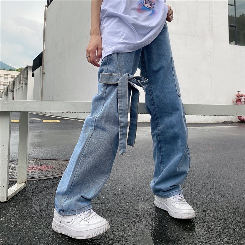 サマージーンズ スタイルルーズウェストワイドレッグパンツ リボン 夏物 ワイドパンツ ケッペル64870804104