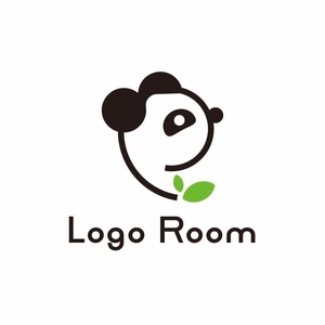 No493 パンダとPのロゴ【アルファベット、P、パンダ、動物、シンプル、イラスト、親しみ、ショップ、商品、生き物、サイト、クリニック、アプリ、web】