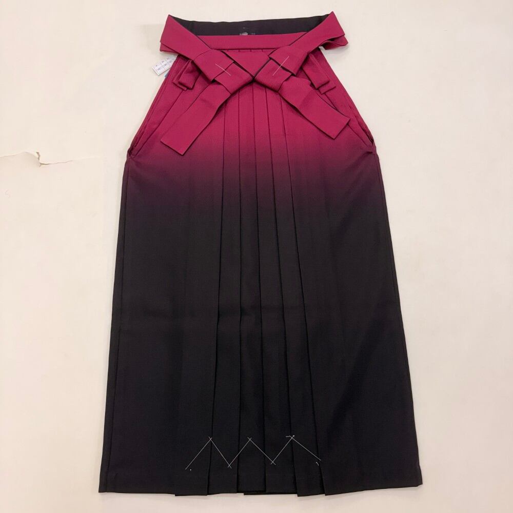 袴 L size 紐下丈95cm 行灯袴 卒業袴 女性用袴 エンジ ぼかし 中古 5882