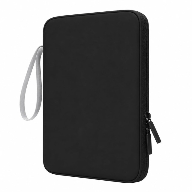 [RKM] タブレットケース タブレット収納ケース 大容量 多機能ポケット ペン収納 持ち運び 保護ケース ファスナー式 12.9インチ対応 ブラック