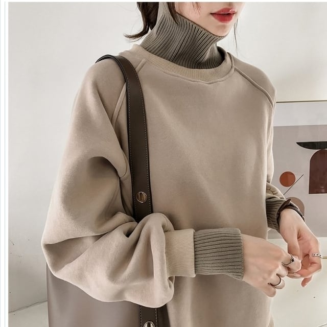 ルームウェア レディース 大きいサイズ ハイネック トレーナー