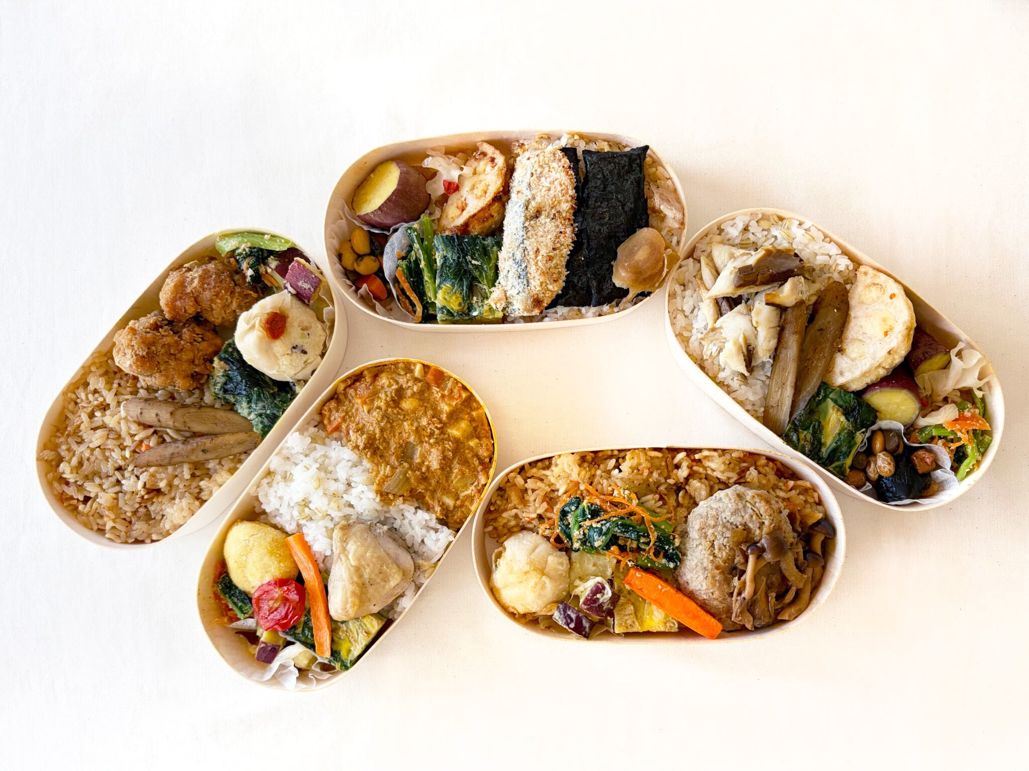 秋のお弁当5種セット【無添加、無農薬米、有機・特別栽培野菜】
