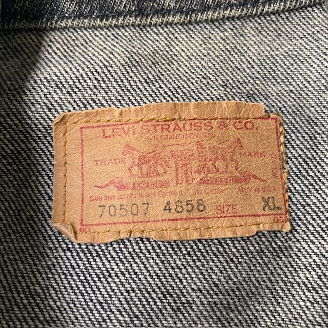 Levi's リーバイス デニムジャケット 90s USA製 70507 先染め ブラック ヴィンテージ古着 XL 画像5