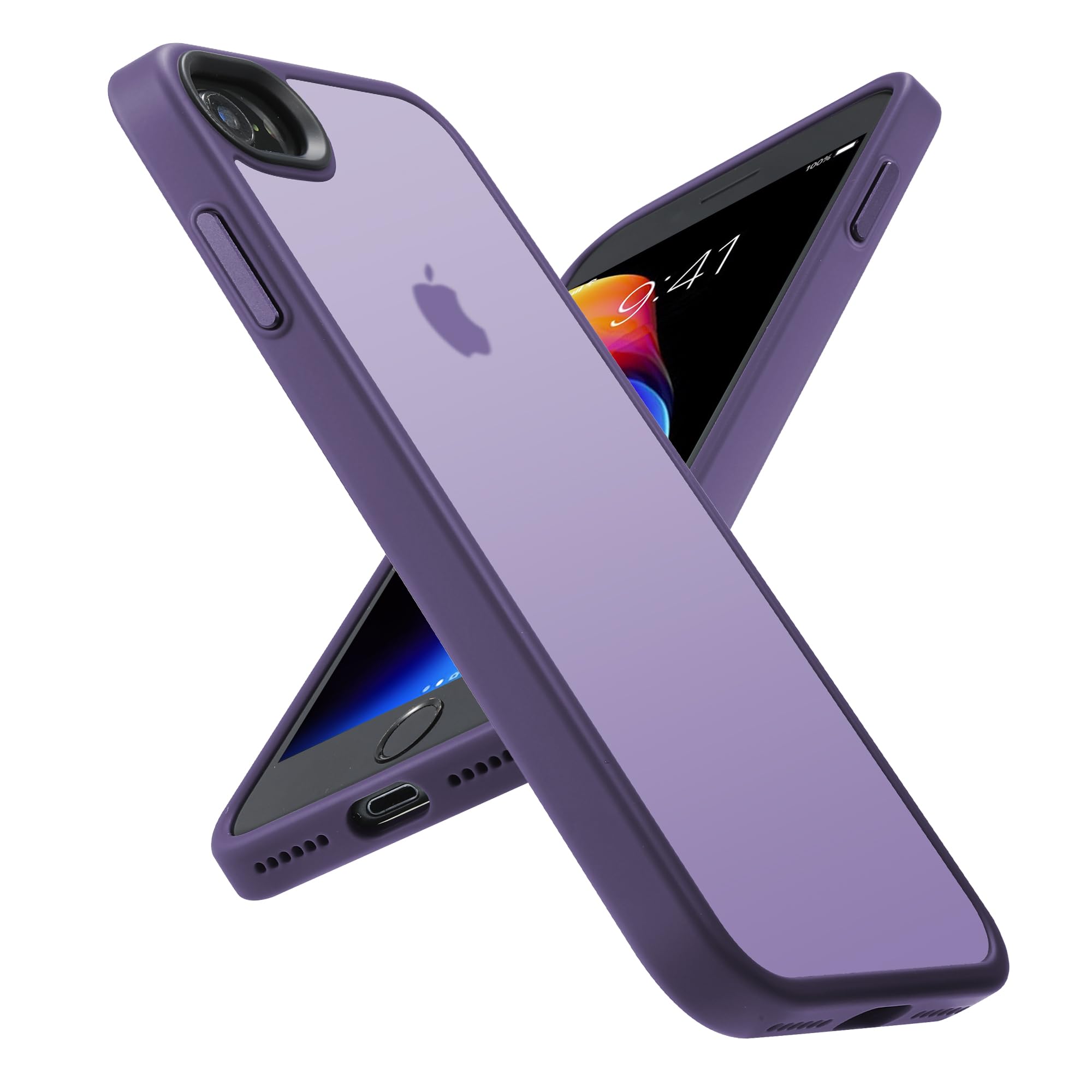 COSOIK iPhone se 2 se3 8 7 用 ケース 第2世代 第3世代 耐衝撃 滑り止め 指紋防止 米軍MIL規格 マット仕上げ ストラップホール付き SGS認証 黄変防止 耐久性 カバー ワイヤレス充電対応 アイフォン いphone se3 用 4.7 インチ ケース ダークパープル