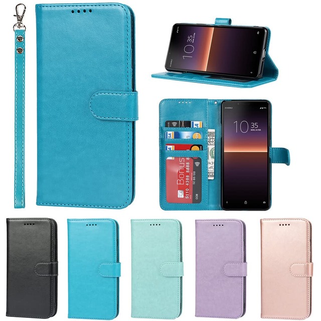 Eastwave ソニー for Sony エクスペリア 10 II SO-41A ケース for xperia 10II 手帳型 for Sony SO41A 財布型 カバー ケース ストラップ付き PUレザー カード収納 横置きスタンド 機能 明るい色 内蔵マグネット—ネイビー