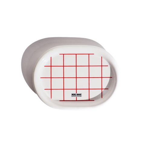 1981 Red grid pattern ceramic trinket box