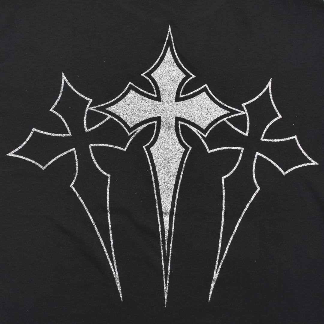 ジュリーブラック　ナポレオン　ラルクv系　dir ガゼットciva ロック 7/17 再入荷！】新作☆OVER DARK ラメバッククロスTシャツ