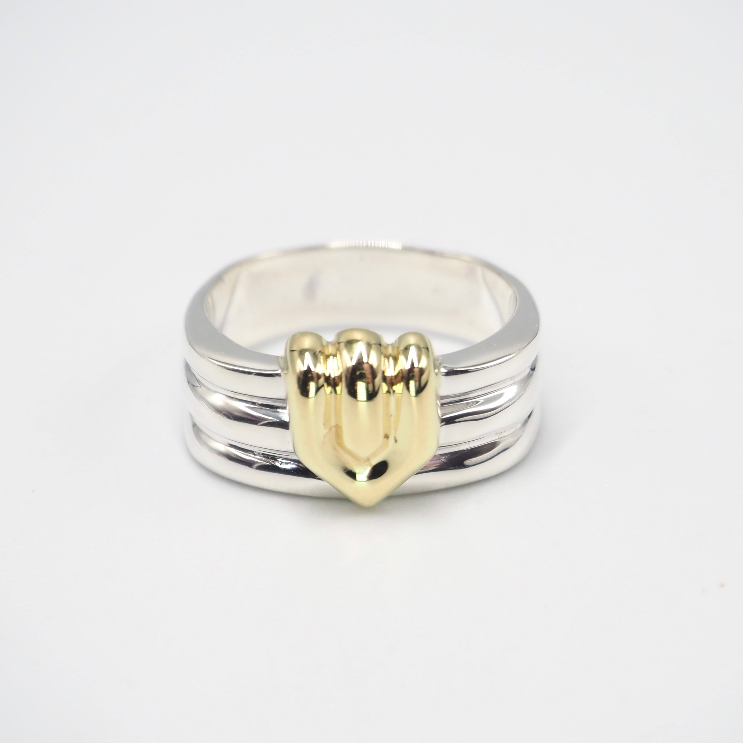 2/24掲載 Tiffany&Co. 約8号 グルーブド シグネチャー リング シルバー925 K18 ティファニー