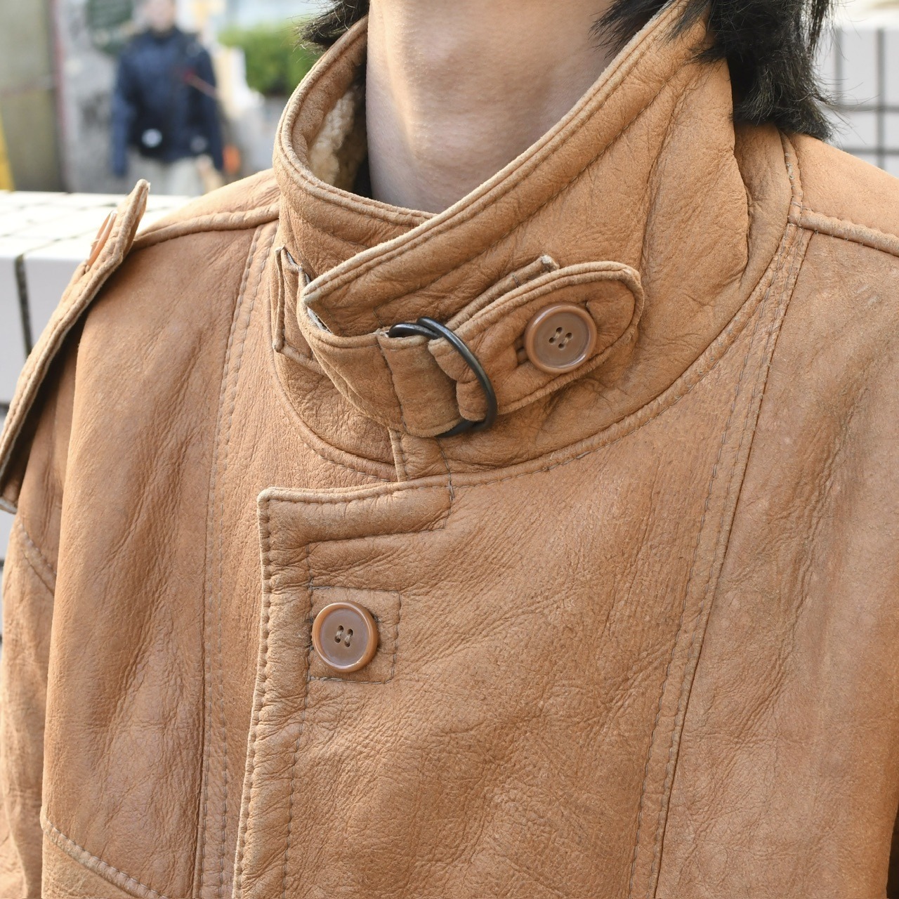 brown mouton leather jacket