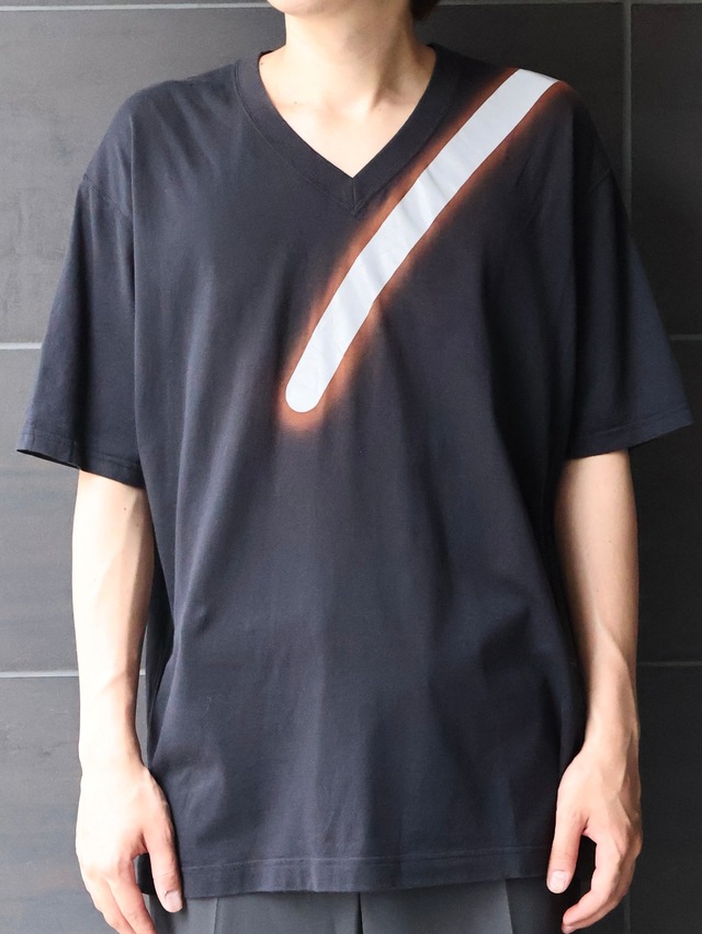 【issey miyake】front design v-neck t-shirt