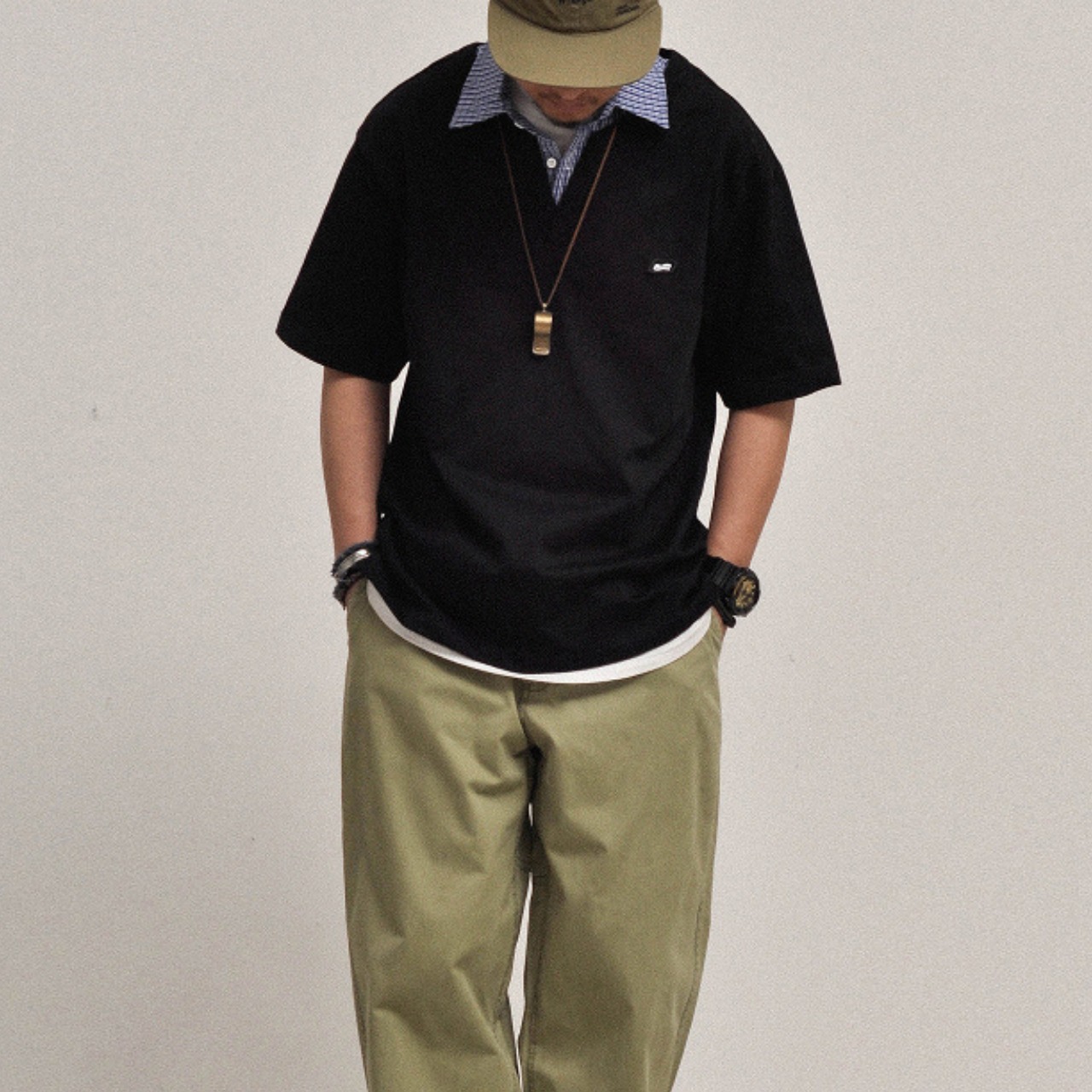 トーンブロック・レイヤードポロシャツ A1702 - 1