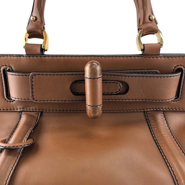 LOEWE ロエベ ハンドバッグ ブラウン ターンロック レザー vintage ヴィンテージ オールド u4bec7