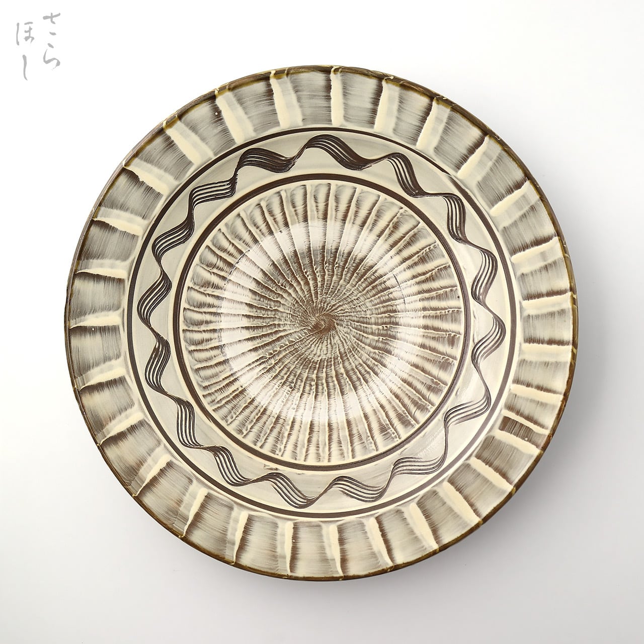 小鹿田焼 小袋窯 9寸皿 打ち刷毛目 幅約27cm 大皿 陶器 和食器 民藝