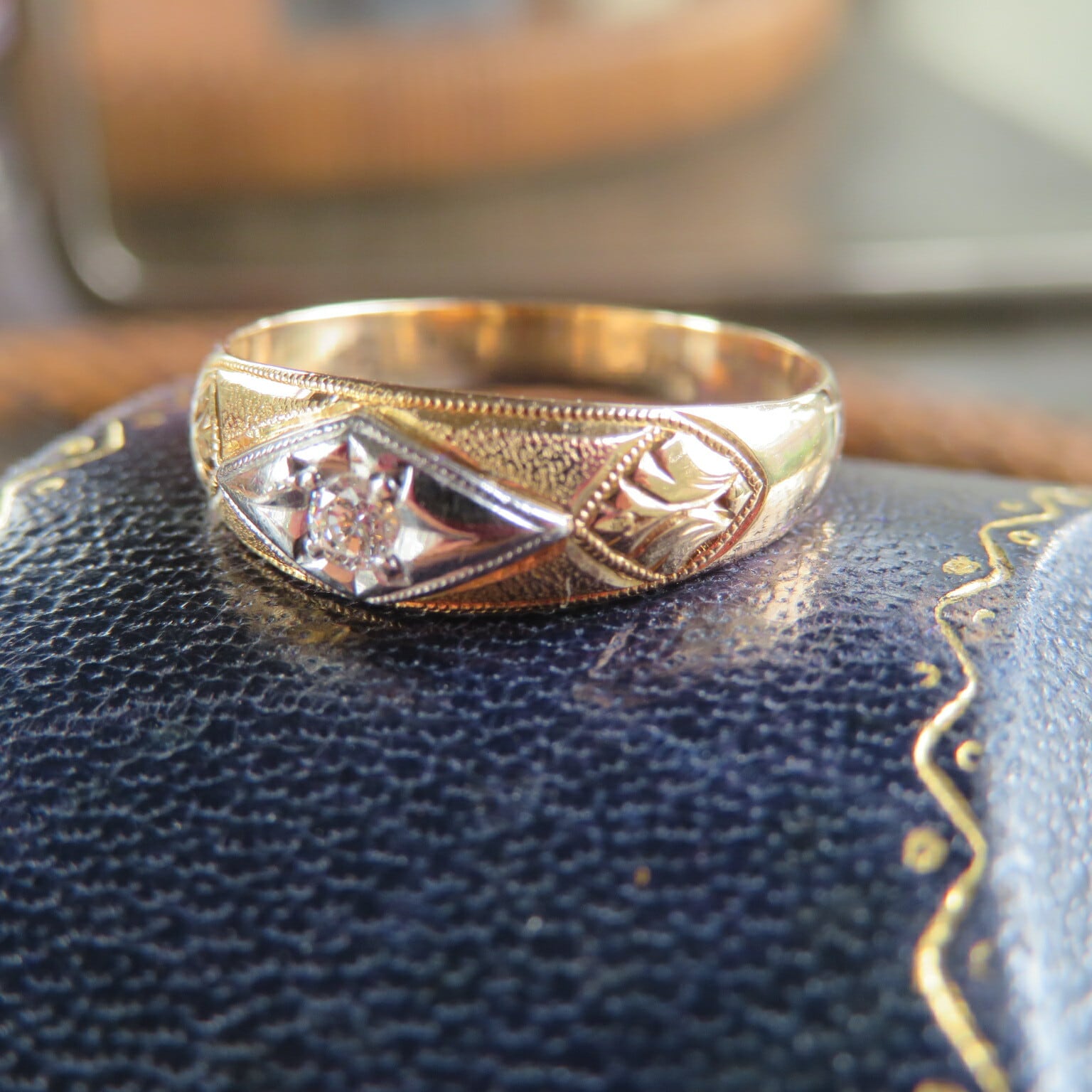 ヴィンテージ K18プラチナコンビ　ダイヤモンドリング