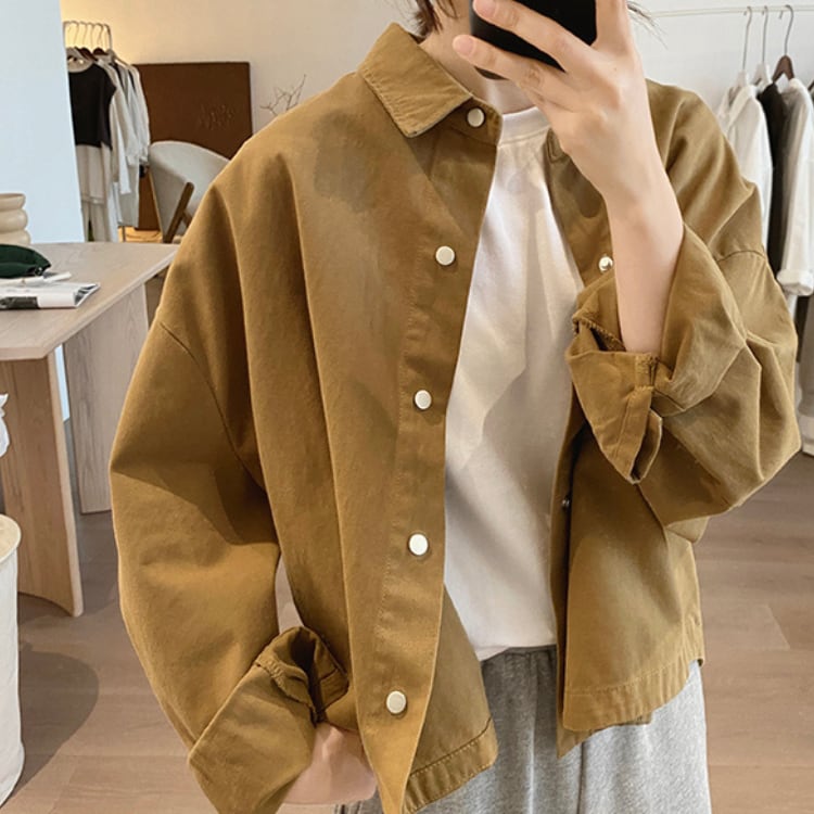 アシンメトリーヘムスナップボタンジャケット A01723