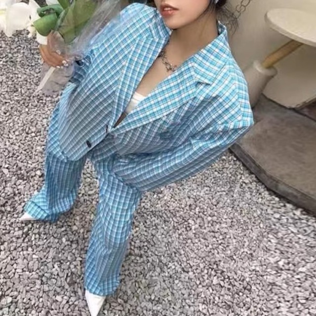 Retoro Check Jacket Pants Set up ＊S-750