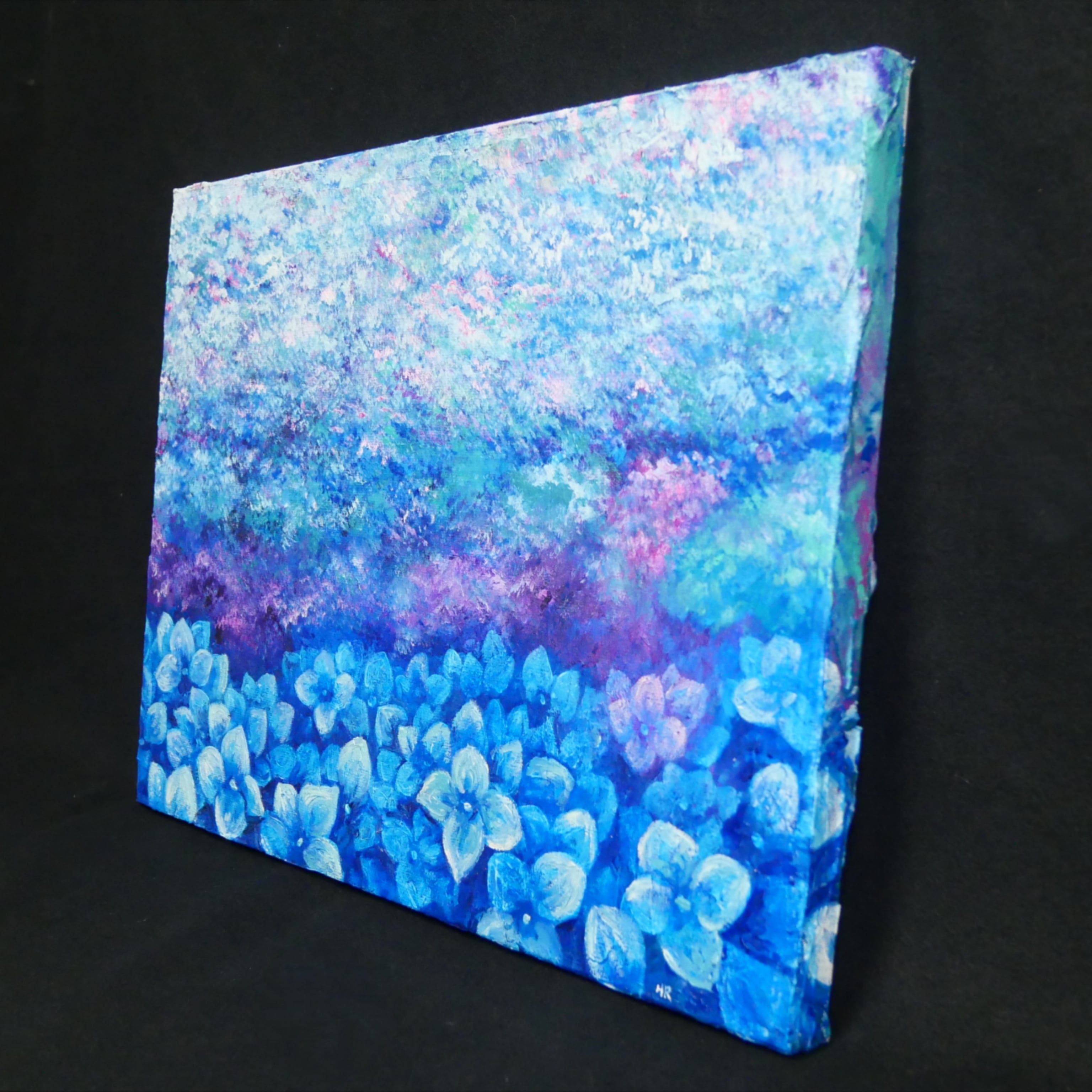 油絵・原画】雨上がりの奇跡 〜光満ちる紫陽花畑〜（F4号） ｜ 紫陽花