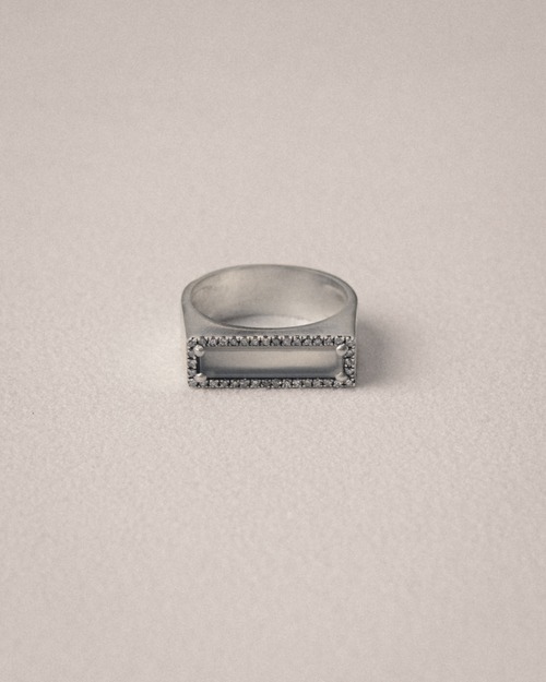 "Adlin Hue" recollection Exclusive Ring -Gray Agate & Pave Diamond- (Silver 925)