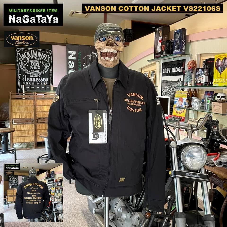 在庫超激安 バンソン VANSON 2023年春夏モデル コットンジャケット 黒/アイボリー XLサイズ VS23106S  JP店：株式会社ヒロチー商事 店