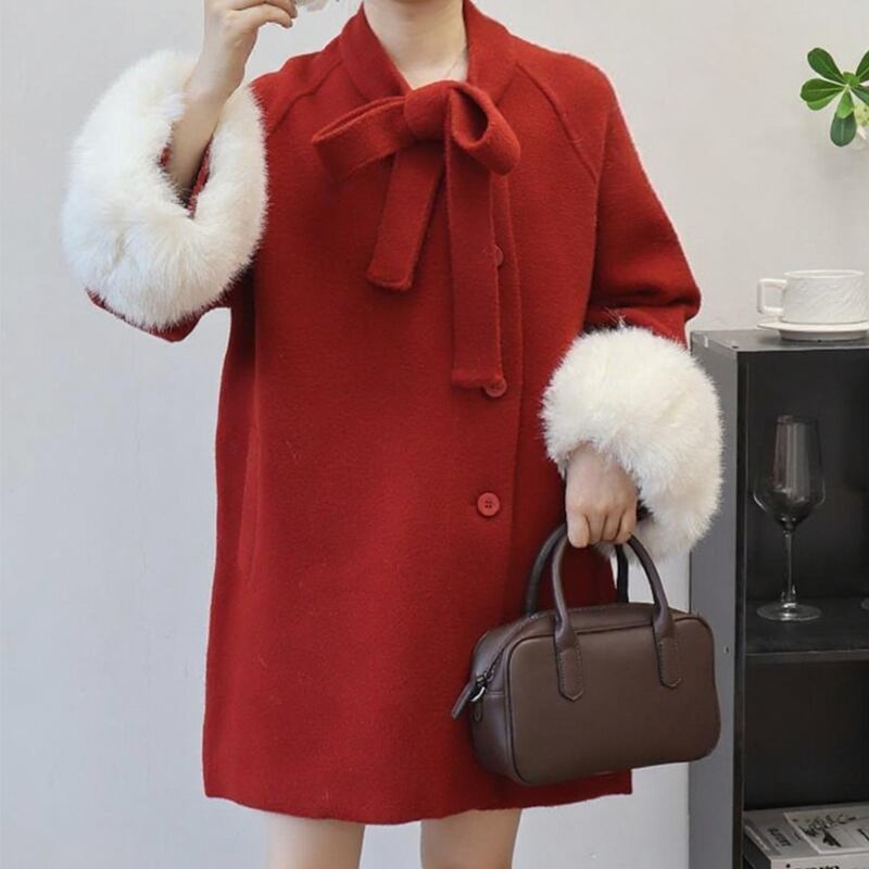 【outer】ファー付きロングコート Q6746