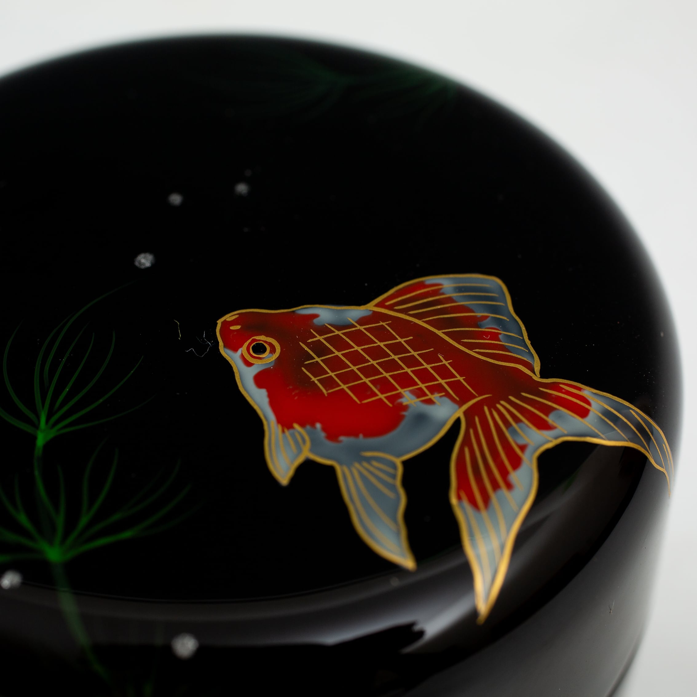 金魚 蒔絵 棗 中棗 小林広美 越前漆器 共箱 黒塗 なつめ 薄茶器 茶道具