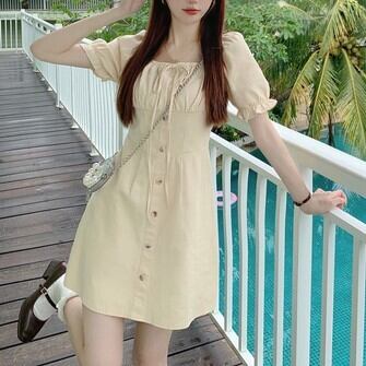 ワンピース デート ワンピドレス ミニ ミニ丈 ショート ショート丈 袖あり 半袖 ボリューム袖 スクエアネック 襟なし リボン ウエストマーク ハイウエスト 薄手 かわいい 大人可愛い きれいめ シンプル おしゃれ お洒落 大人可愛い 大人女子 こなれ感 ラブリー キュート ガーリー とろみ感 無地 春 夏 10代 20代 レディース 女性用 デート お出かけ 女子会 モテ 体系カバー 美脚 脚長 L XL 2XL 3XL 4XL 大きいサイズ ビッグサイズ 色展開 黒 ブラック アプリコット