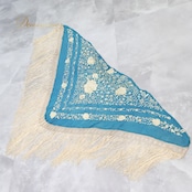 フラメンコ 衣装 シージョ ピキージョ ブルー系 ゴールド系 青 水色 ゴールド シルバー 刺繍 フレコ フリンジ トライアングル 三角形 軽い ダンス パーティ 発表会 軽量 舞台衣装 ダンス衣装 フラメンコ衣装 衣装小物 おしゃれ