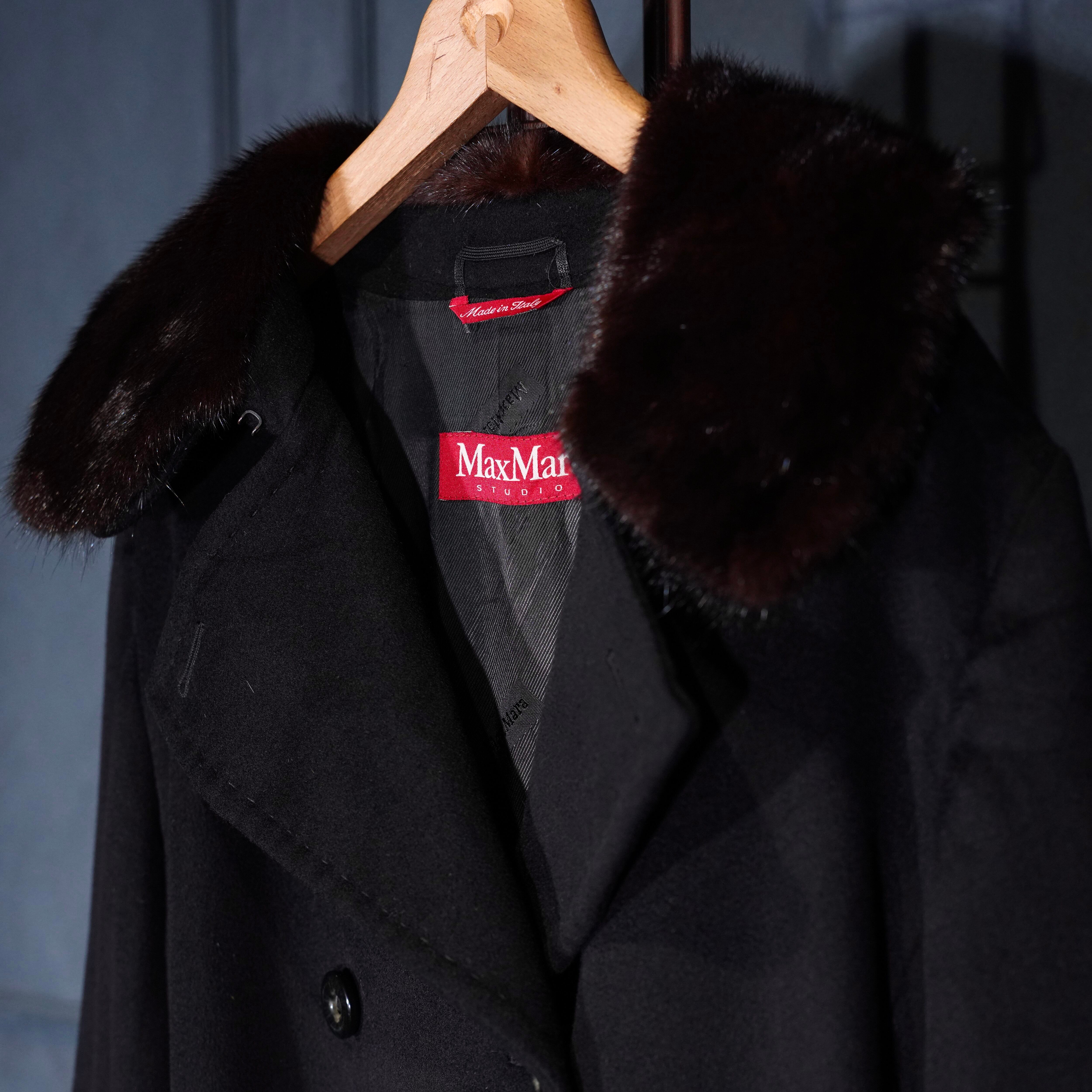 Max Mara STUDIO FUR WOOL BELTED COAT/マックスマーラスタジオファー