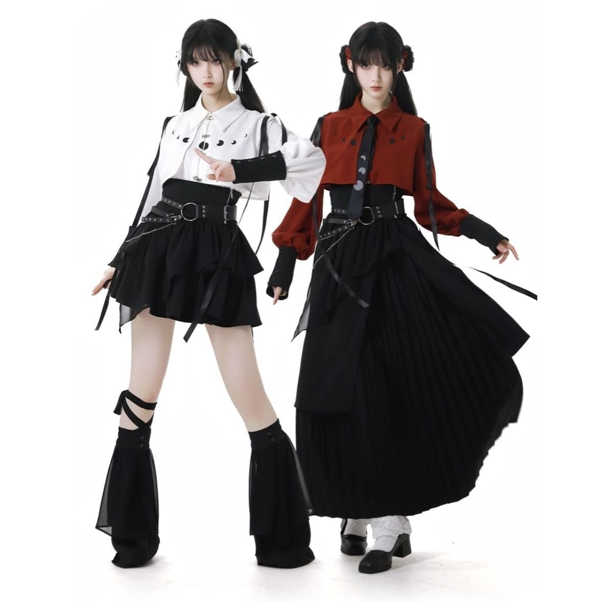 月蝕のセレナーデ・ムーンフェイズシャツ＆レイヤードスカートコーデ