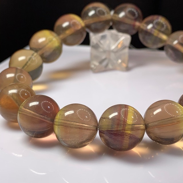 f61ブラウン系グラデーションフローライトブレスレット