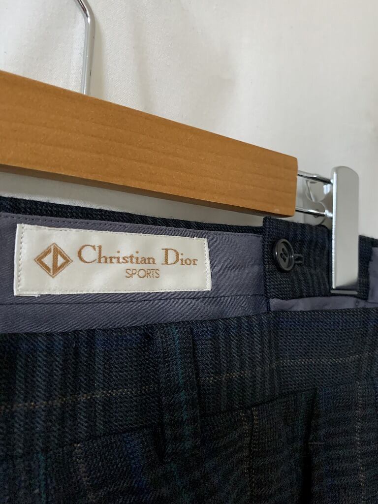 1980's Check Pattern Design Tuck Slacks "Christian Dior"