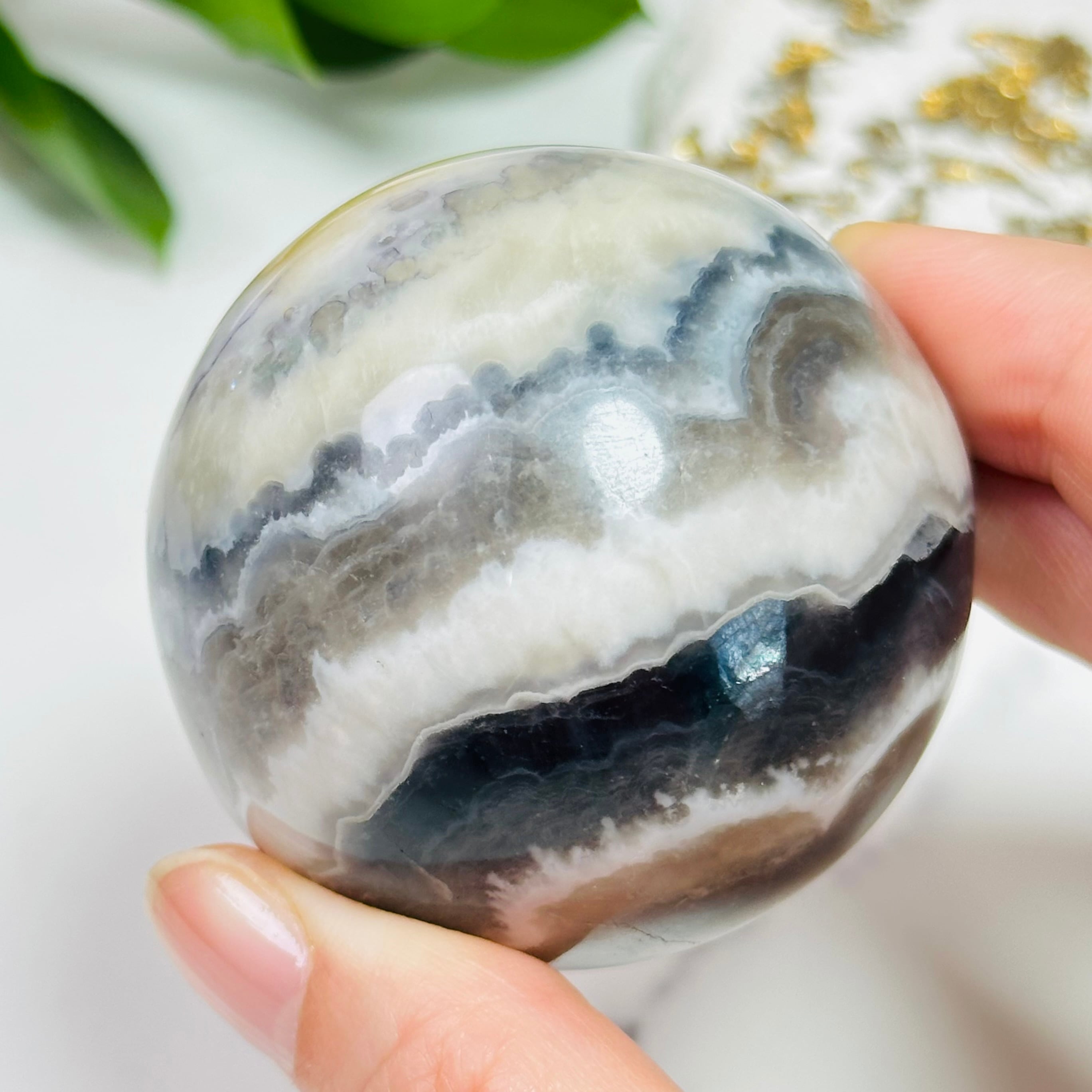 芸術的マーブル模様｜フローライトアゲートスフィア Φ56mm | Mt.Sophia