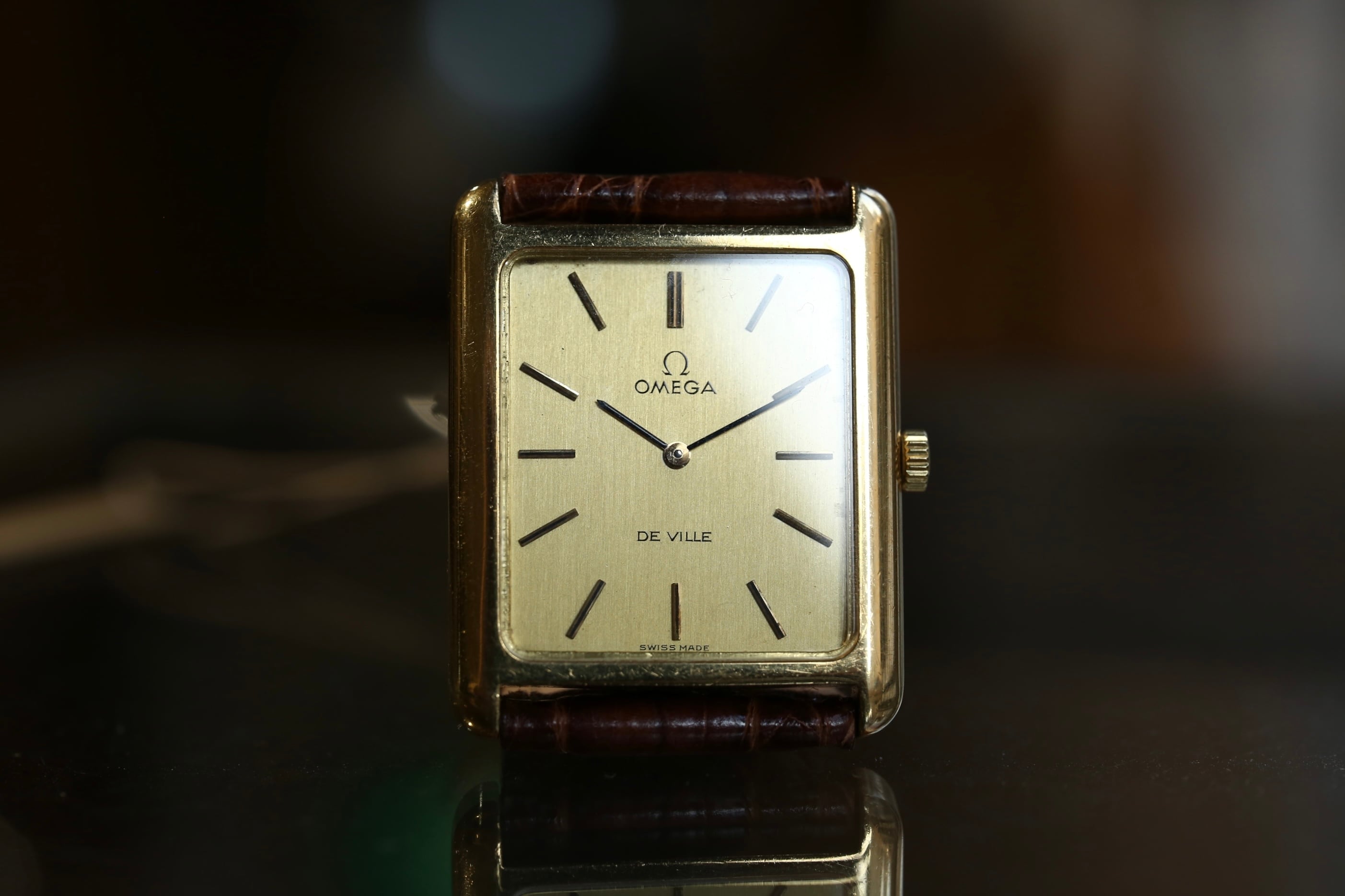 OMEGA】 1970's デヴィル TANK型 ビッグレクタンギュラー 18金無垢 手