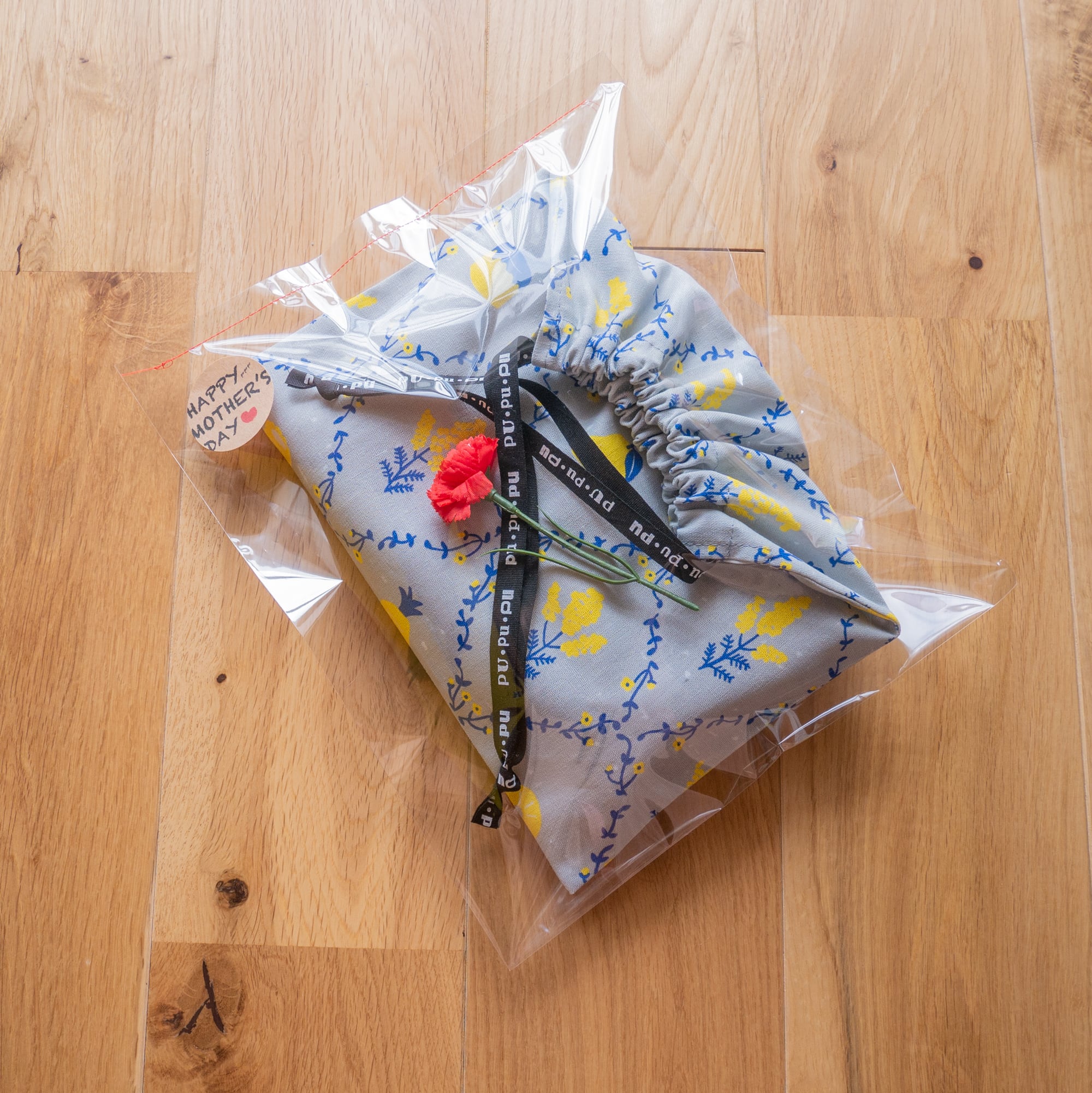 花柄 エプロン ミモザ 黄色いたべもの 母の日 ギフト | pu・pu・pu