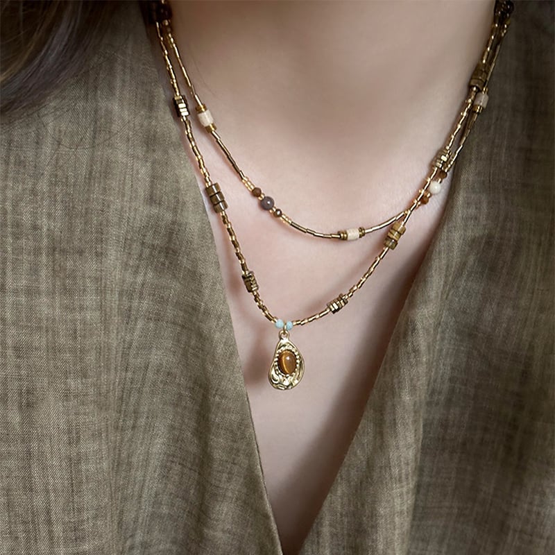 中国 石 彫刻 虎目石ネックレス 中国 石 彫刻 虎目石ネックレス