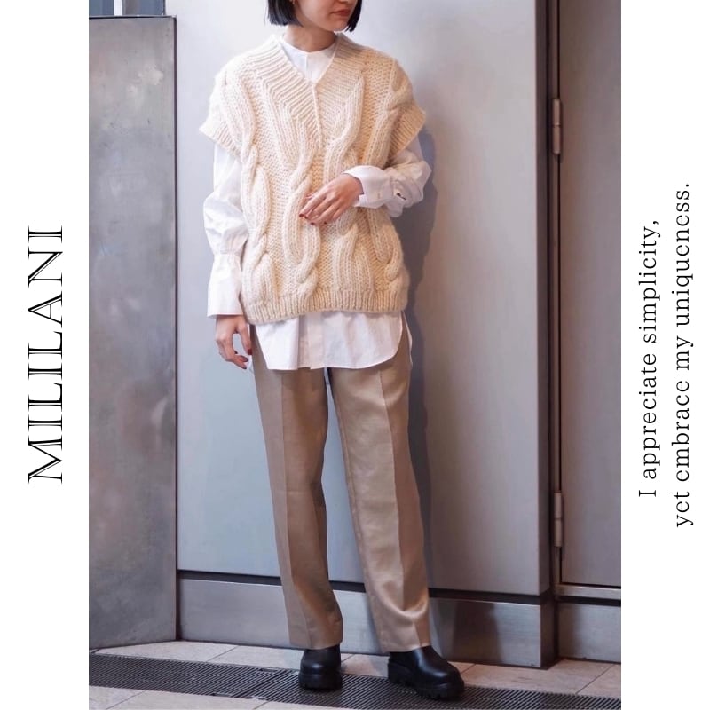 ケーブル編み オーバーサイズ ニットベスト 204402 | きれいめ