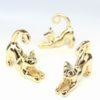 ★L&A★ねこちゃん&クローバーチャーム★最高級鍍金★K16GP★ “3cats”