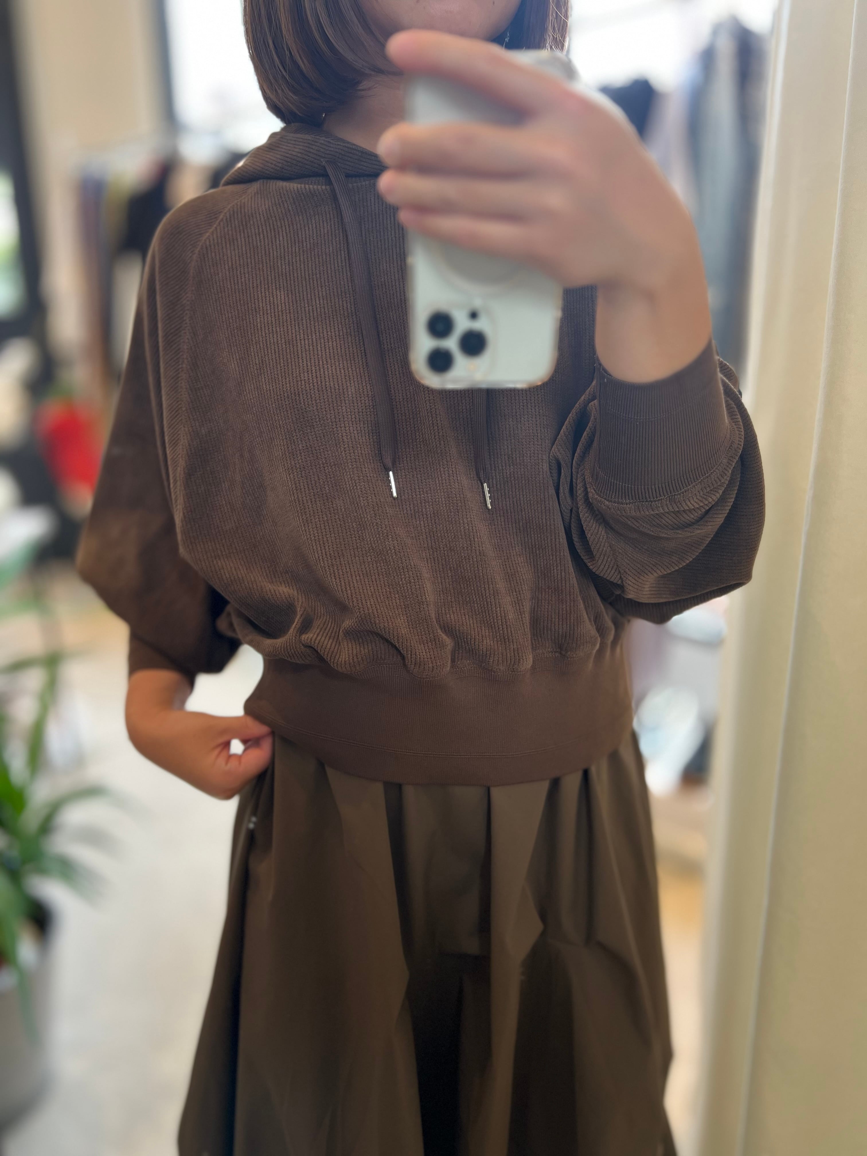 【SELECT】ベロアライクサーマルラグランフーディー 45-0694