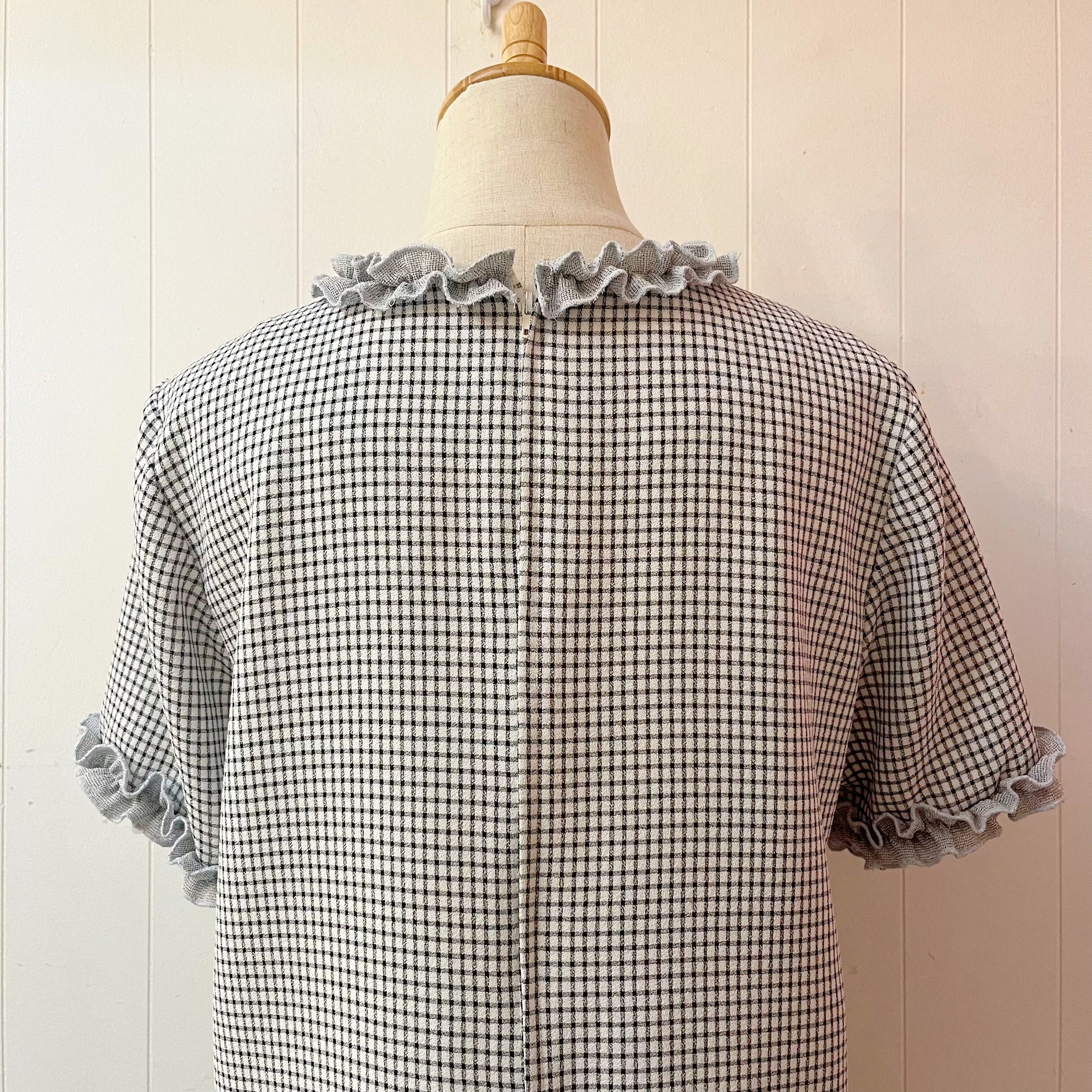 navy white check heart ribbon one-piece