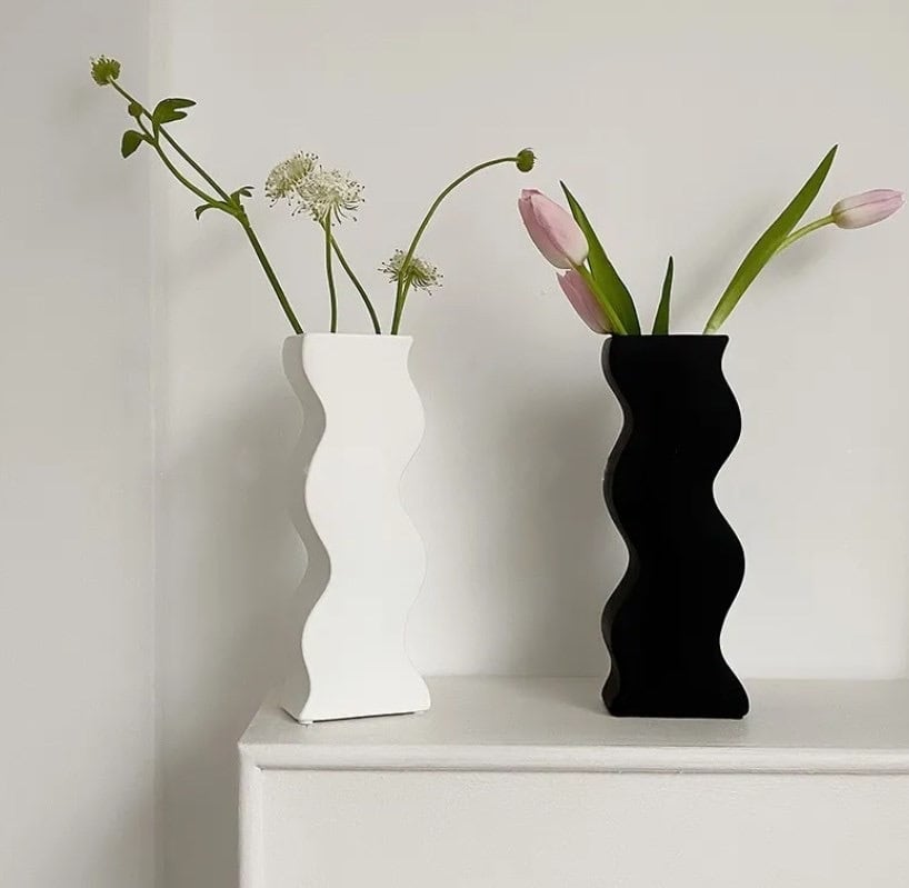 高級感 シンプル ウェーブ 花瓶 フラワーベース 北欧 インテリア