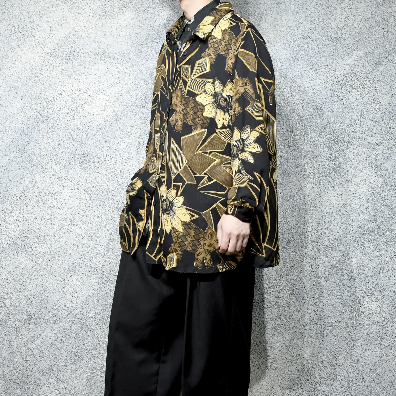 ethnic pattern sheer shirt