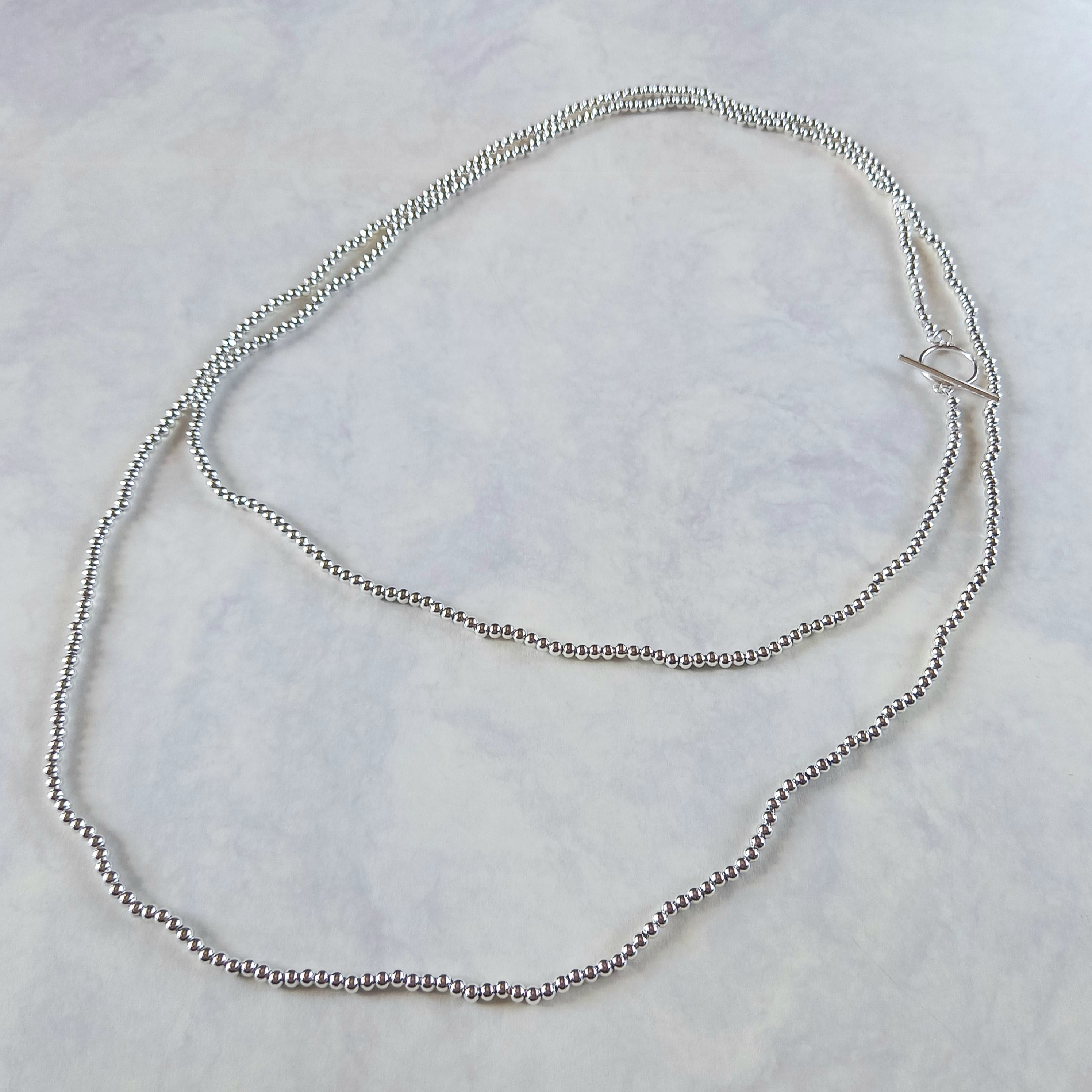 ナバホパールスタイル EXロング(120cm)・ボールチェーンネックレス