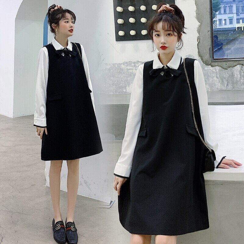 【新作】【送料無料】 5536＃ブラウス+ドレスマタニティ服ルーズスタイリッシュな長袖ツーピースドレス妊婦ママドレス ロング AL expec345237658008