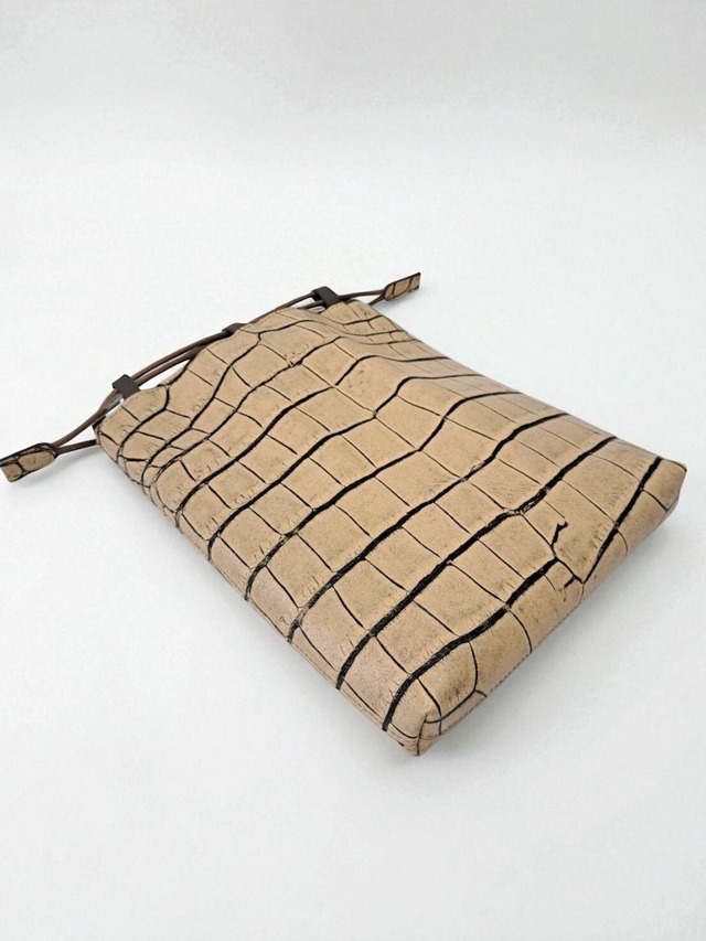 クロコ型押し合切袋（エクルベージュ）