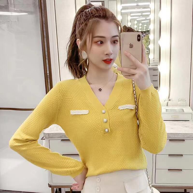 フロントパールVネックカーディガン